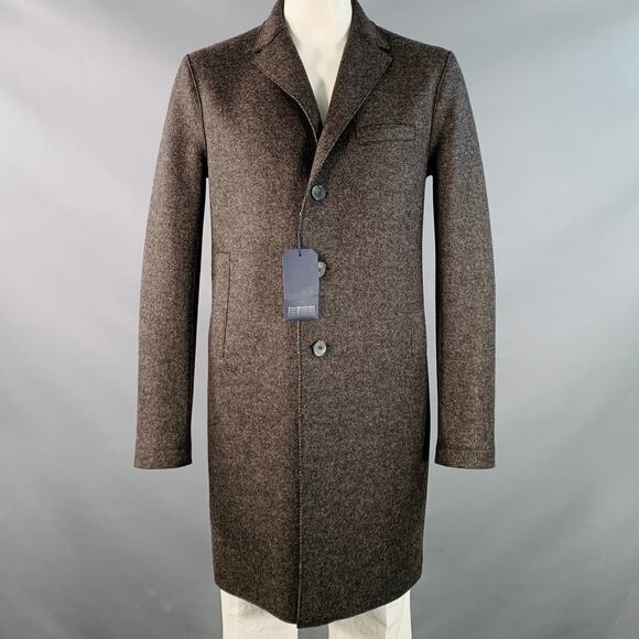 HARRIS WHARF LONDON Size 46 Heather Grey Brown Black Wool Single Breasted Coat - Picture 1 of 9